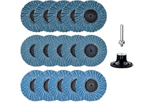 Yakamoz Quick Change Flap Disc, 15pcs 2 Inch Angle Grinder Sanding Disc Torque Sand Disc with Pad Holder for Rotary Tool Die 