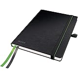 Leitz Complete Quality Notebook A5 Squared, 160 Pages, 80 Sheets, Hardcover, 100 g/m² Paper FSC Certified, Fastener, Bookmark, Pen Loop, Black, 44770095The Forest Stewardship Council