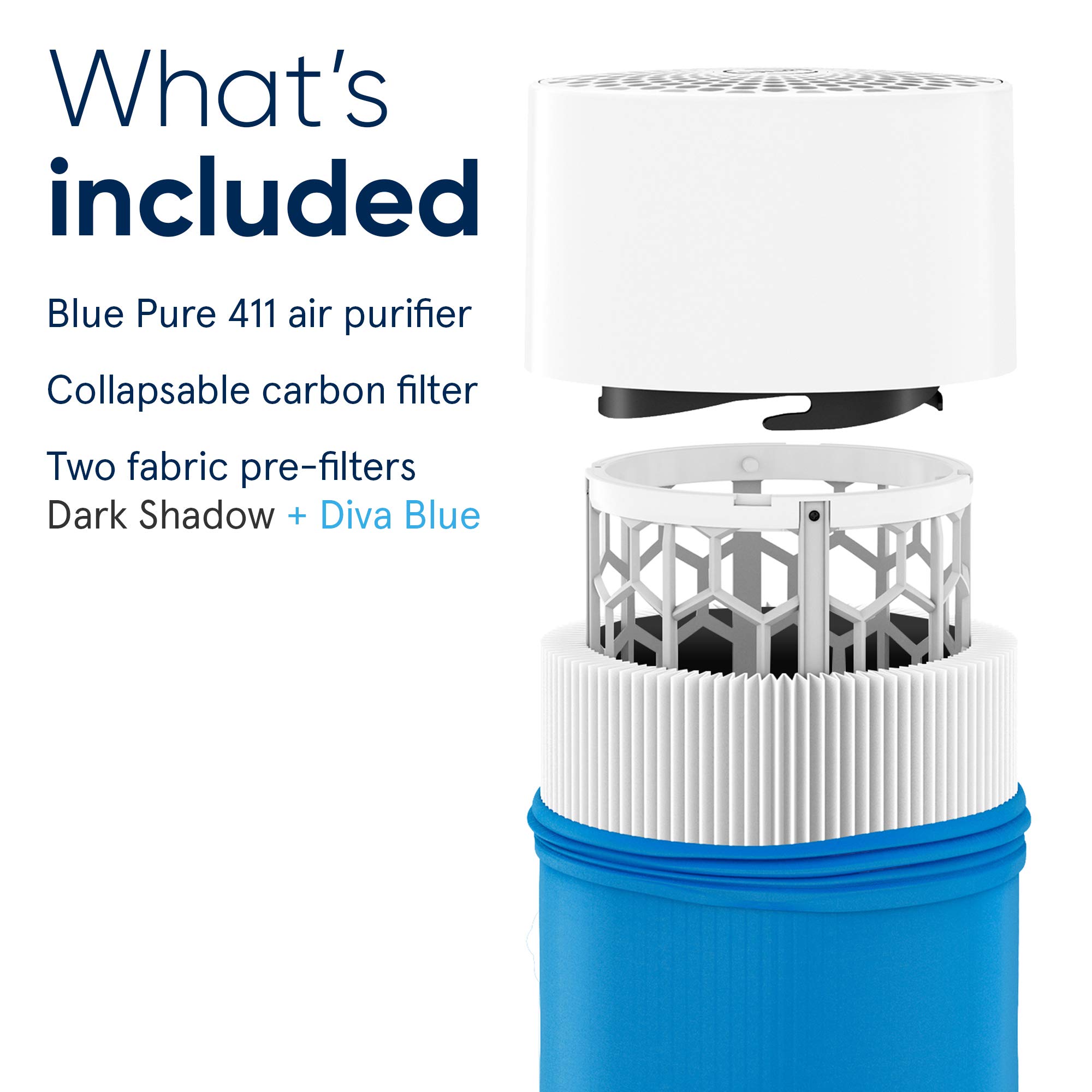 Blueair Blue Pure 411 Air Purifier for Home 3 Stage with Washable Pre