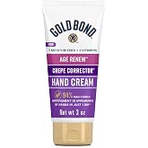 Gold Bond Age Renew Crepe Corrector Hand Cream, Crepey Skin Cream, 3 oz | Mini lotion for softer hands, unscented hand cream with 24-hour hydration, fast absorbing travel size hand lotion