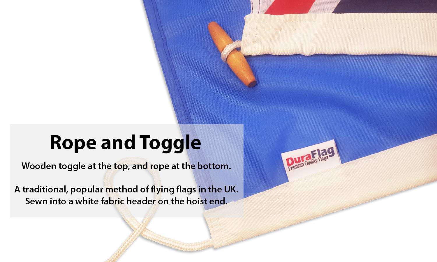 DuraFlag USA Small Courtesy 20x12" Rope and Toggled Premium Quality 50x30cm Flag