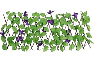 DIYEAH Artificial Trellis Screening with Lifelike Green Leaves Fence, Expandable Simulated Plant Wall