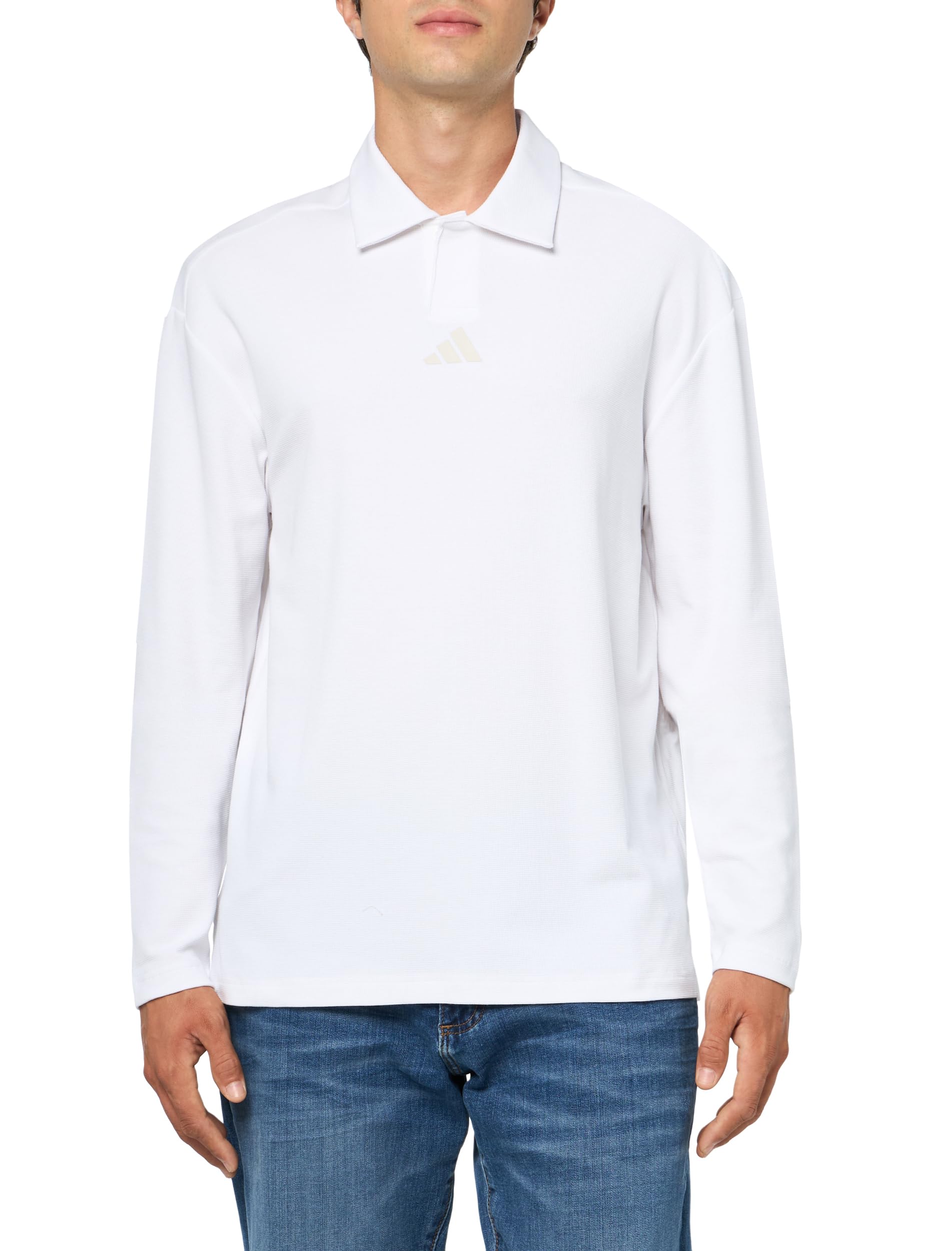 adidas Men’s Beyond Long Sleeve Fit Polo Shirt, White, XX-Large