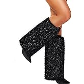 RSLOVE Women’s Furry Leg Warmers - Faux Fur Fluffy Boot Covers with Satin Lining for Halloween Christmas Rave Festival Outfit