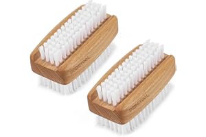 DEBETOOL 2-Pack Fingernail Brush - Wooden Nail Brush for Cleaning Fingernails, Two Side Bristle Hand Nail Scrubber for Cleaning Tough Grime, Gardening & Manicure