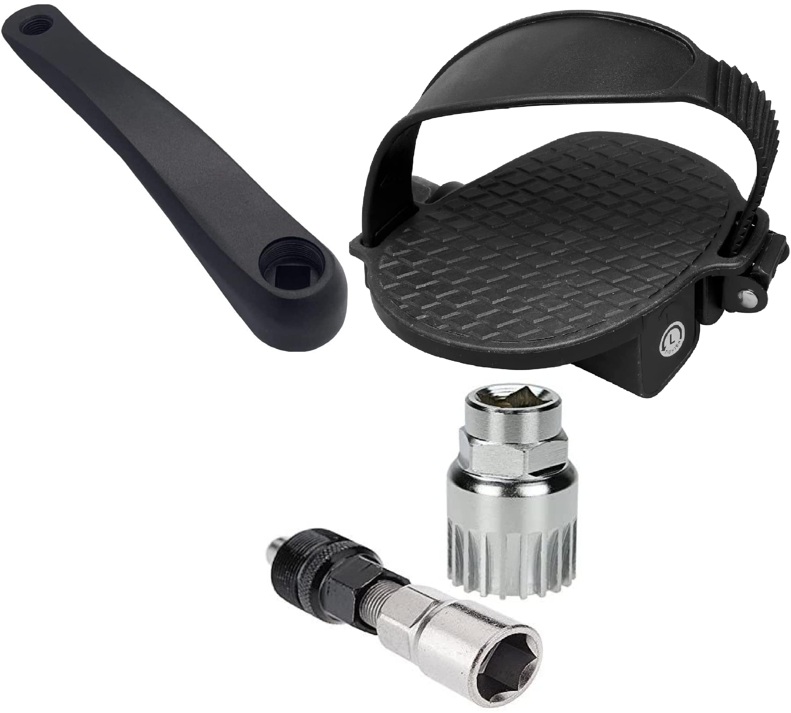 RENPHO Replacement Left Crank and Straps Pedals and Puller Wrench Kits Compatible with RENPHO AI Smart Exercise Bike