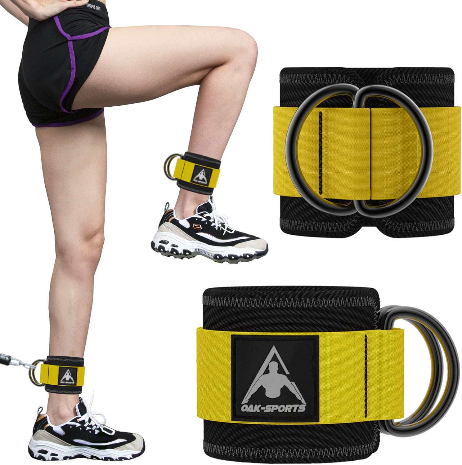 OakSports Ankle Strap for Cable Machine(Set of 2), Adjustable Ankle