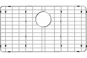 iPEGTOP Sink Bottom Grid, Stainless Steel Sink Protector 27-1/2" x 13-1/2" Rear Drain Hole with Corner Radius, Sink Grate Rack for Bottom of Kitchen Sink Single Bowl with Hole Cover