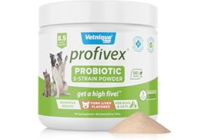 Vetnique Labs Profivex Probiotics for Dogs All Natural Dog Chews & Powder for Digestive Health Probiotic Supplements for Dogs 5 Strains of Probiotics & Prebiotics (Powder, 8.5oz)