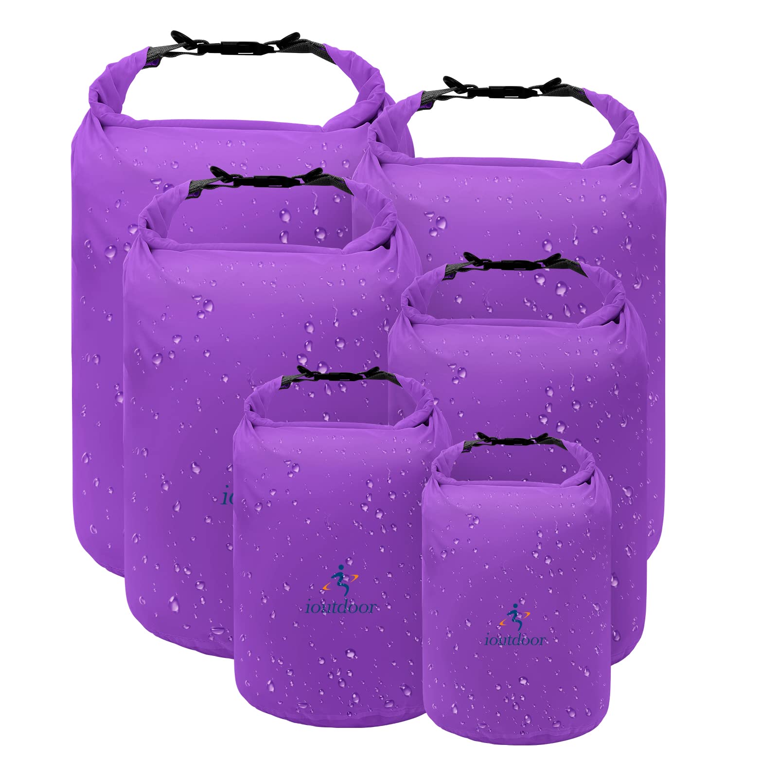 ioutdoor Dry Bag Set 2L + 5L + 10L + 20L+ 40L+ 70L Waterproof Small Lightweight Dry Bags for Paddle Board Kayaking Swimming Fishing Camping Hiking Home Storage(Purple)