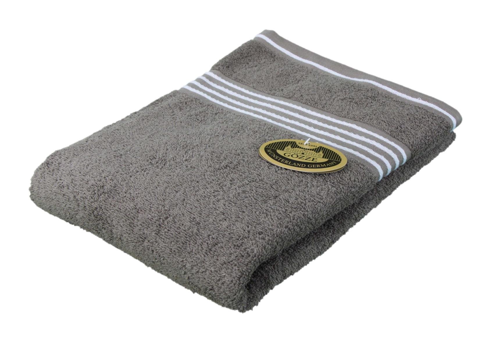 Gözze shower towel, 100% cotton, 70 cm x 140 cm, Rio, full colour, taupe, 70 x 140 cm