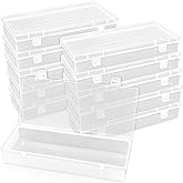 Fansunta 10 Pcak 6'' Plastic Storage Boxes, Small Storage Containers with Hinged Lids, Rectangle Clear Boxes for Beads, Jewelry, Game Pieces, Pens and Crafts Items(6.2'' x 2.5'' x 1.2'')