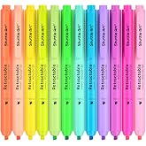 Shuttle Art Retractable Highlighters Assorted Colors, 12 Colors(6 Pastel &amp; 6 Neon) Chisel Tip Fluorescent Markers, Quick-Dry Aesthetic Highlighter Pens for Adults, Perfect for School Office Home