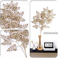 CATTREE Artificial Gold Leaves, Plastic Plants