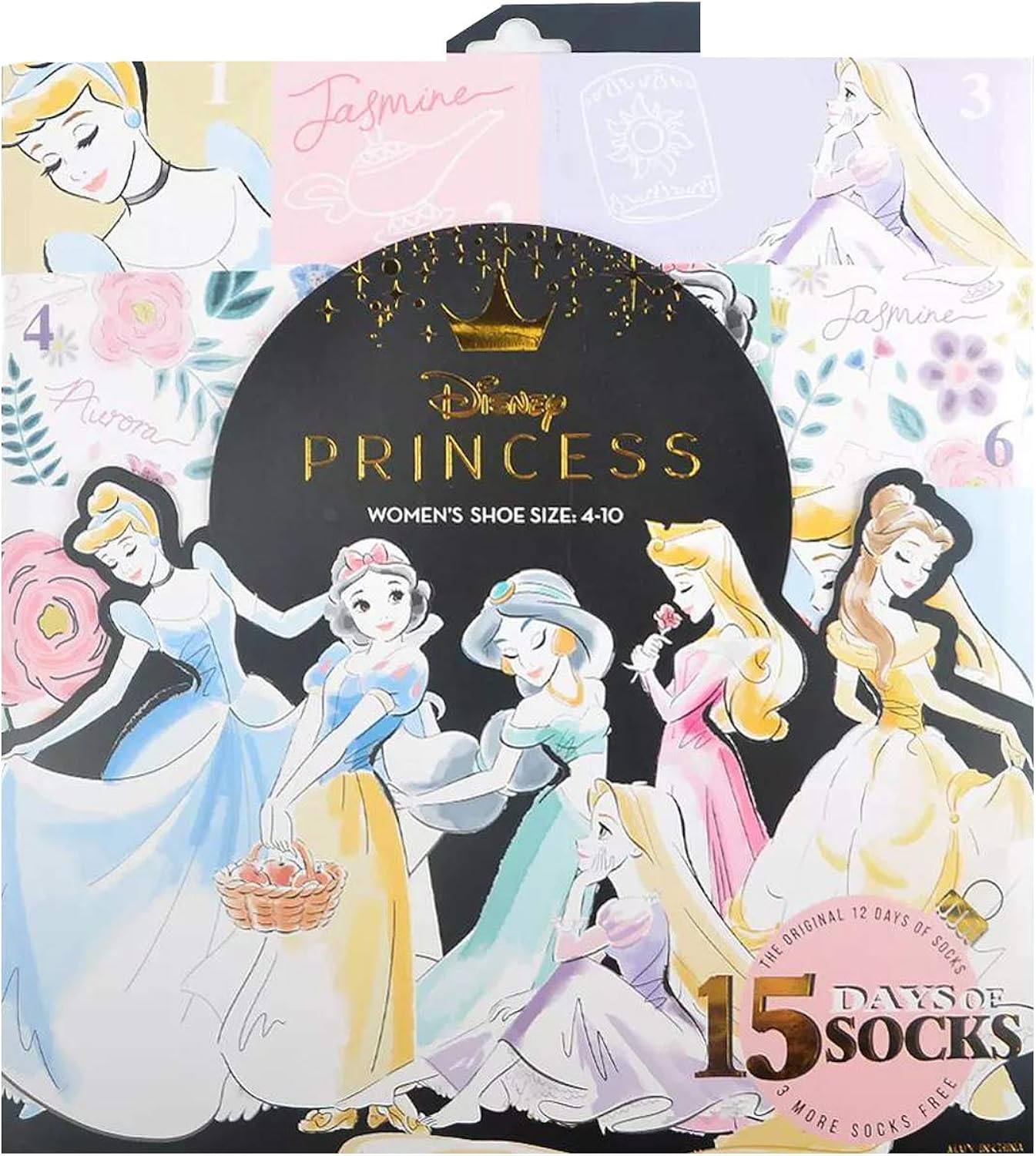 Amazon Com Women S Disney Princess 15 Days Of Socks Advent Calendar Clothing