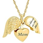 shajwo Cremation Jewelry Angel Wing Heart Urn Necklaces for Ashes Memorial Keepsake Pendant for Women Men