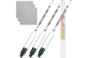 CHENGU 3 Packs Triple Scale Hydrometer with Cleaning Cloth for Wine Beer Mead Kombucha Brewer Elite Hydrometer Alcohol Measuring Tools Brewing Supplies Distilling Equipment for Home Tester