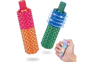 Efilra 2Pcs Pain Stim Fidget Toys for Adults, 3 in 1 Little Spiky Fidget Ouchies Toys - Rotating/Spiky/Click-Press, Pain Spiky Grippie Stim Keychain for Anxiety ADHD Autism Office Travel Classroom