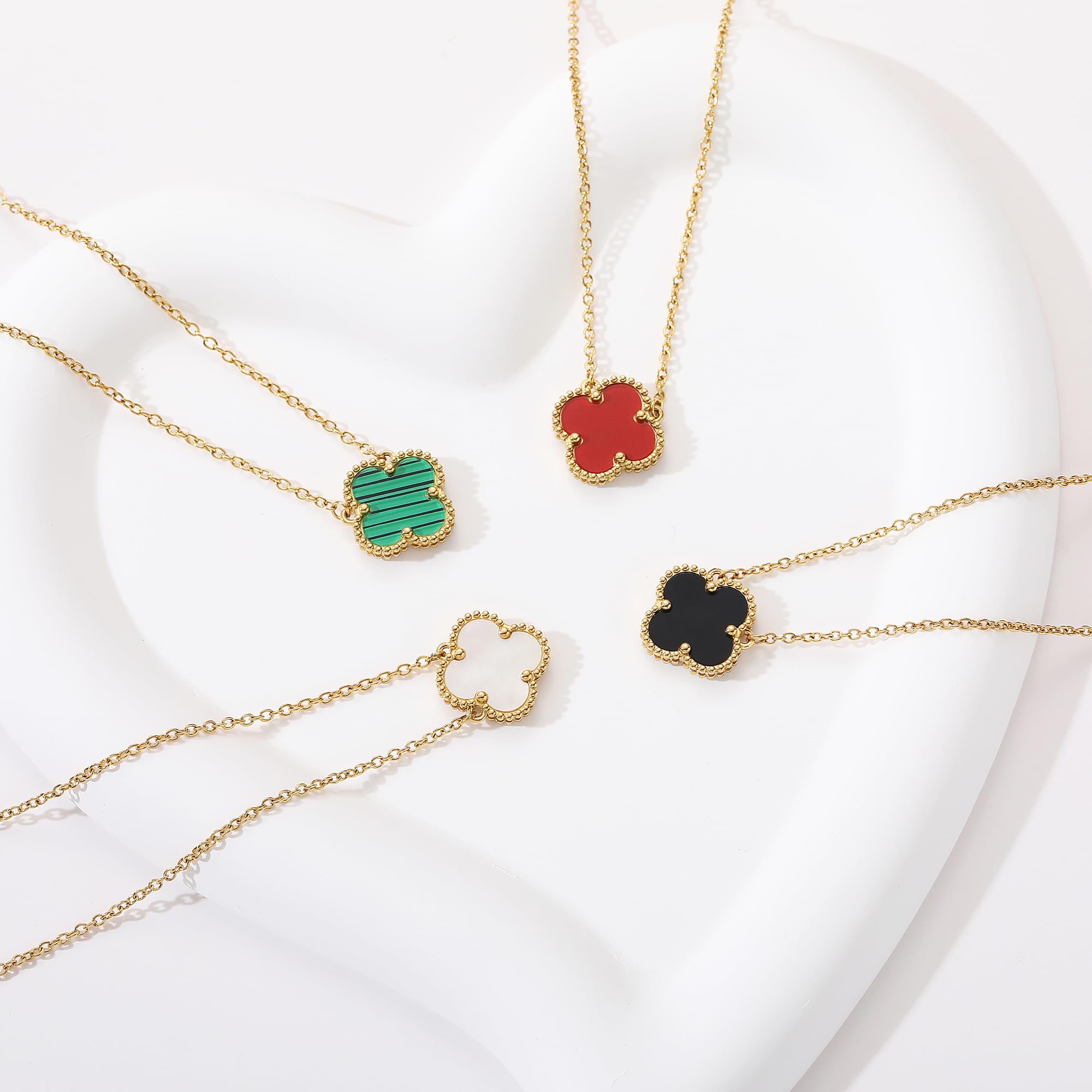 Van Cleef Dupe 18K Gold Plated Four Leaf Clover Necklace For Women