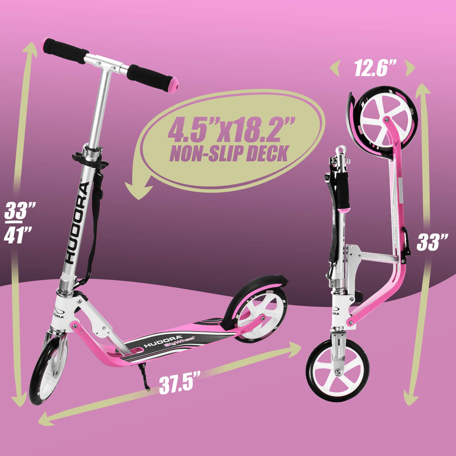HUDORA Scooter for Kids & Teens - Ages 6-12, Adult Scooter with Big Wheels, Lightweight Durable All-Aluminum Frame