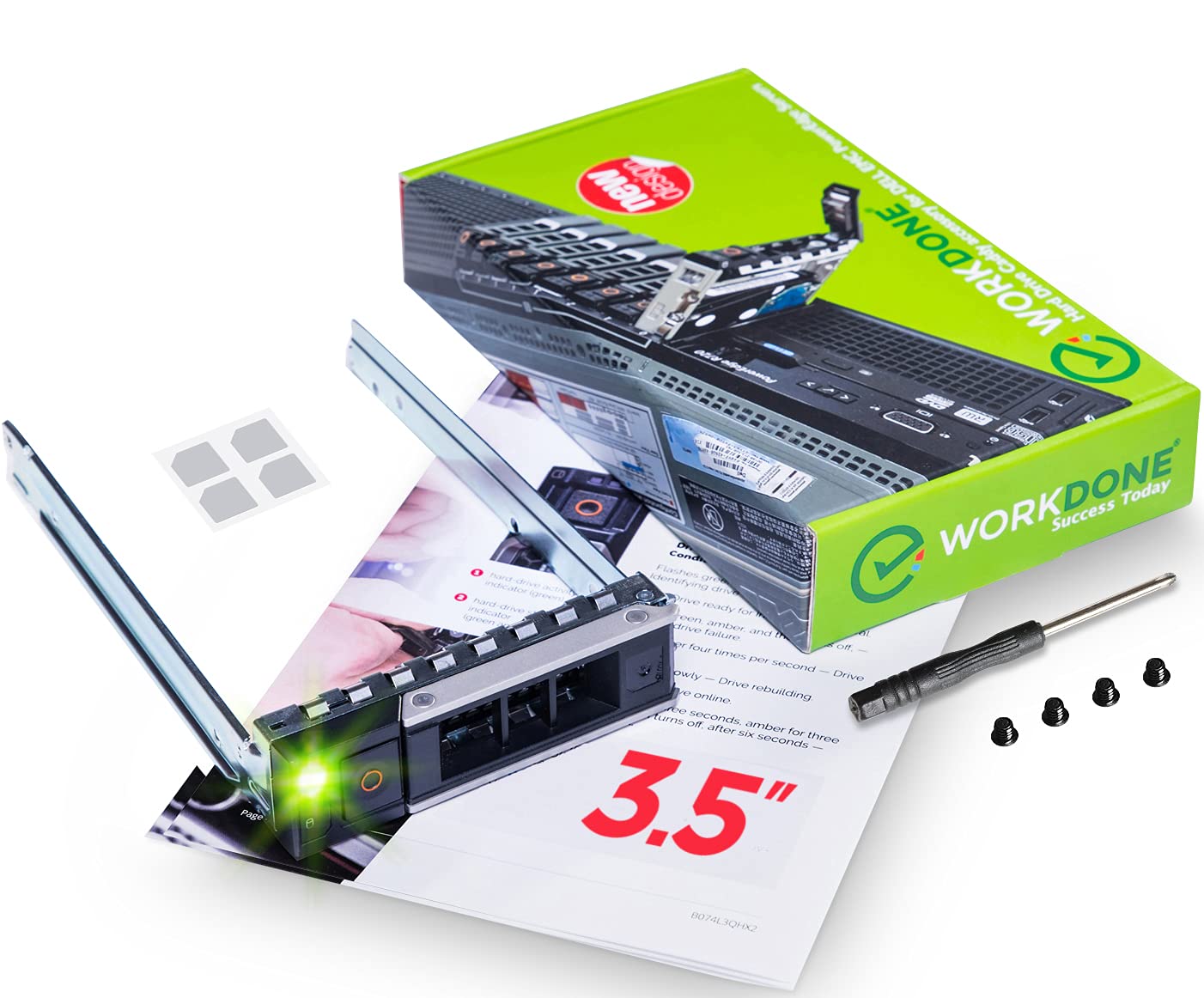 WorkDone 3.5" Hard Drive Caddy - Compatible for Dell PowerEdge Servers - 14th Gen R440 R540 R640 R740 R740xd2 R6415 R7425 and More - Hot Swap SAS SATA Bracket Tray - with Setup Manual