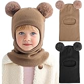 BQUBO Kids Winter Hat Scarf Boys Girls Knit Earflap Beanie Double Thicken Lining Windproof Ski Cap for Toddler Kids 2-5 Years