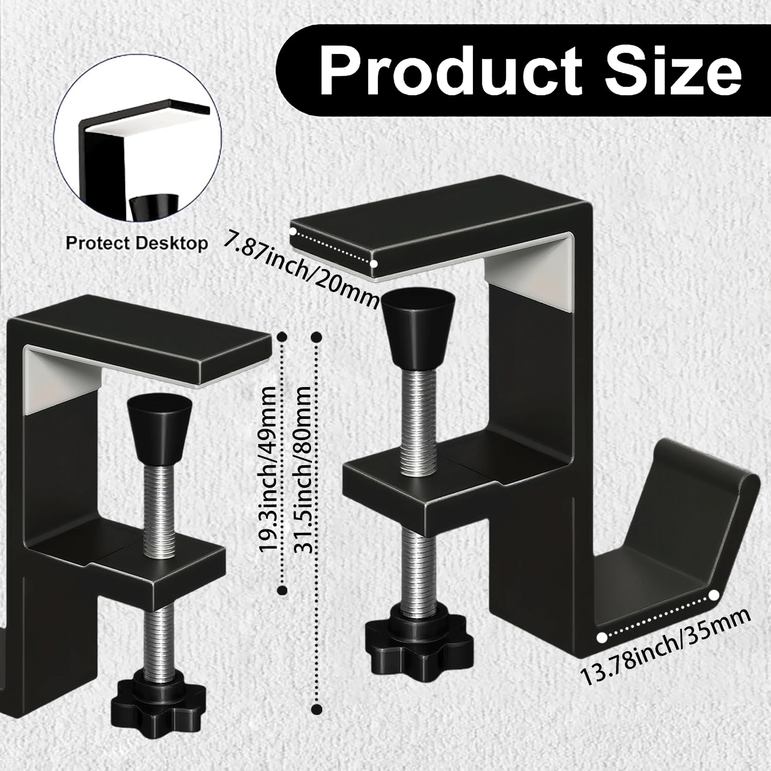 Headphone Stand Hanger Holder, Under Desk Aluminum Alloy Headset Stand with Fit for Gaming PC Accessories,Under Desk Clamp Hook Mount Suitable for Xbox/PS4 Controller, Office, Computer Desk (Black)