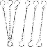 HS's Creation Stainless Steel 304 Planter Hanging Chain 10.5 Inch Long with S Hooks Decorative Replacement Chains Rust Proof for Planters, Bird Feeders,Lanterns,Ornaments 6 Pack (10.5 Inch)