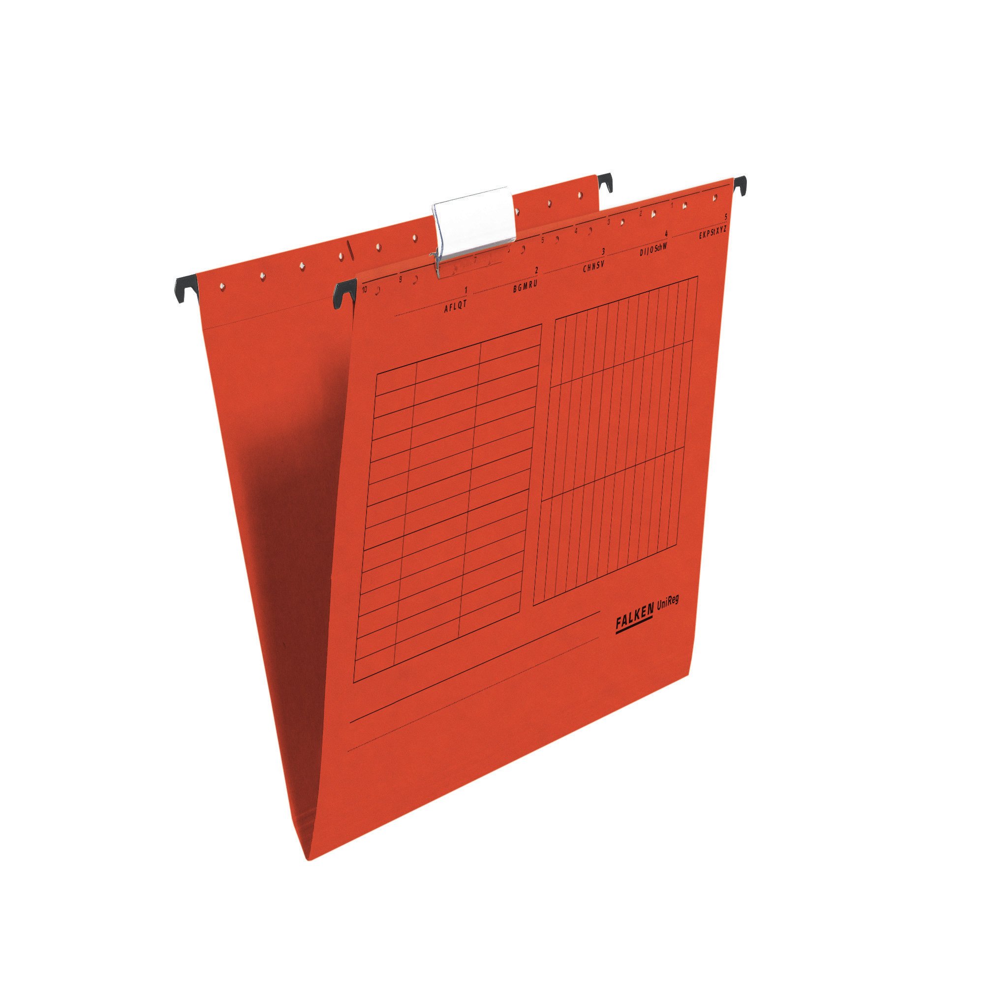 Original Falken 5-pack hanging file UniReg. Made in Germany. Made of recycled cardboard for DIN A4 open sided red Blue Angel ideal for loose leaf filing in the office and public authority