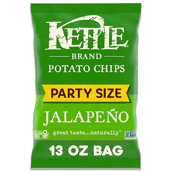 KETTLE BRAND POTATO CHIPS, JALAPENO KETTLE CHIPS, PARTY SIZE, 13 OZ