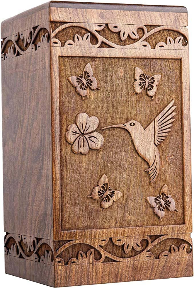 Wooden Keepsake Urn Box, Cremation Urns for Human Ashes, Handcarved Decorative Memorial Urn, Wood Casket Urn for Pets, Cat, Infant, Adult Memorial Urns, Burial Urns for Ashes - Small