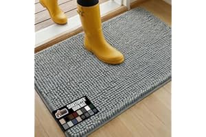 GORILLA GRIP Absorbent Soak Stopper Doormat, Rubber Backing Welcome Mat, Muddy Dog Paws Dirt, Washable Quick Dry Microfiber C