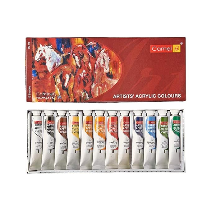 Camel Camlin Acrylic Color Box 20ml Tubes, 12 Shades Amazon.in