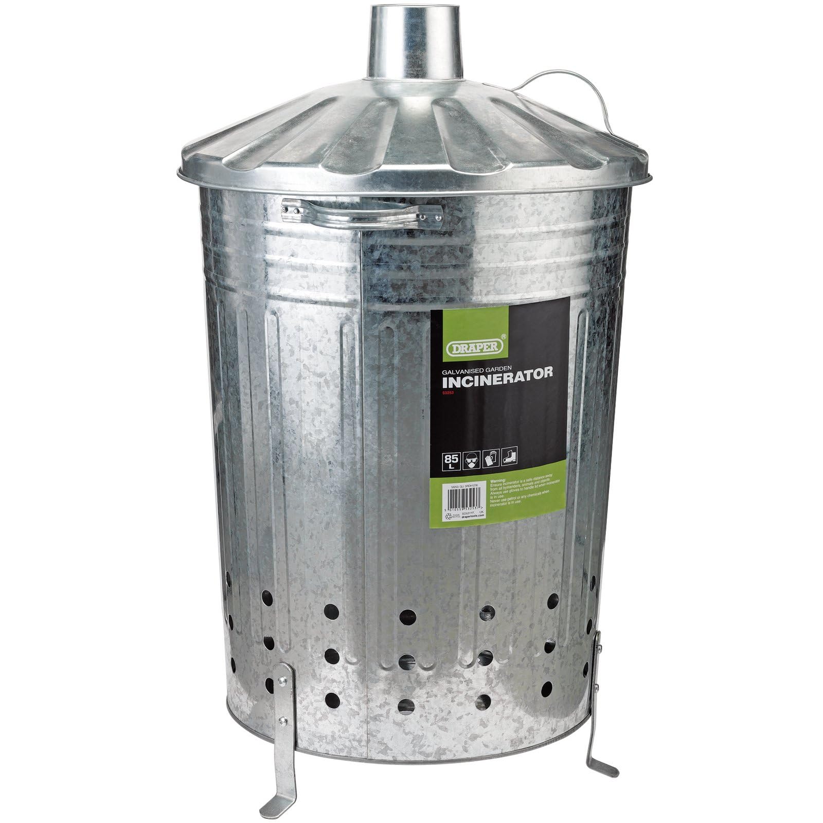 Draper 53253 Galvanised Garden Incinerator, 85L