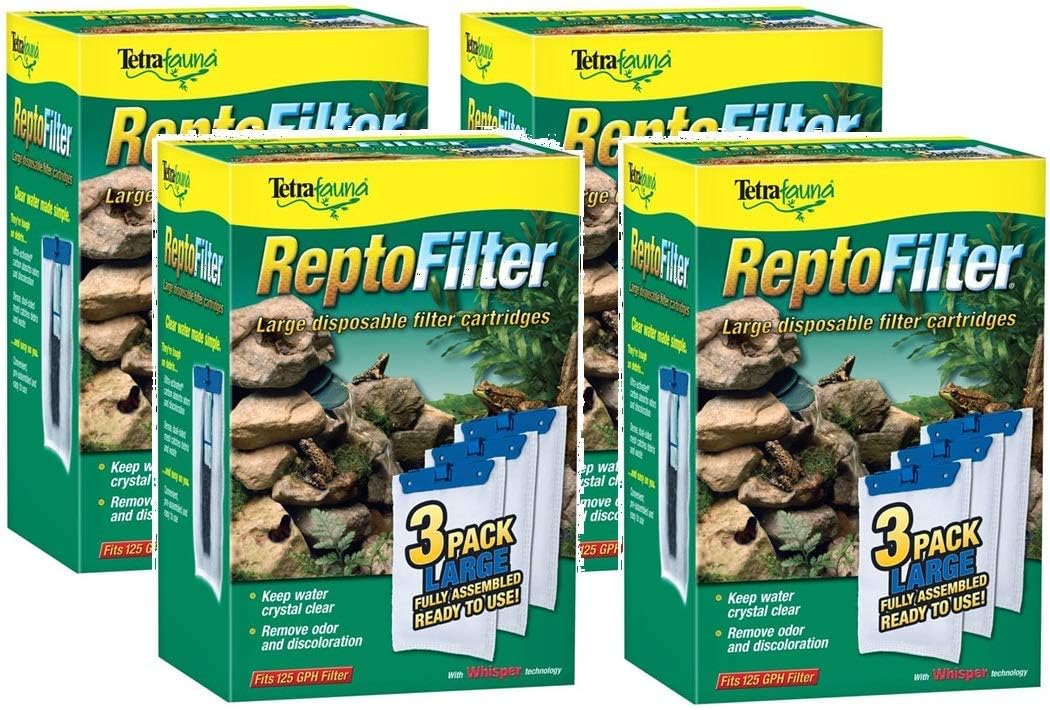 Tetra ReptoFilter Filter Cartridges, Large - 12 Total Cartridges (4 Packs with 3 per Pack)