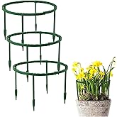 12 Pack Plant Support Plant Stakes Plastic Cage Holder Small Plant Support Ring for Potted Plants, Stackable 3 Tier Garden Flower Support, Indoor and Outdoor Plants, 5.5" Wide x 5.5" High