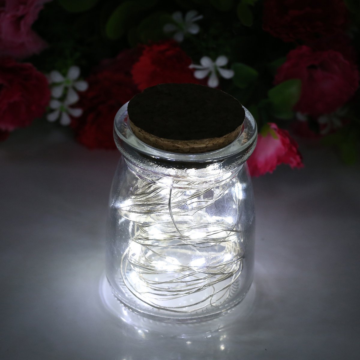 WJZXTEK LED String Lights 2 Pack 50 Led 8 Modes Starry Rope Lights, Twinkling Battery Operated Remote Control Firefly Light, 16.4ft Waterproof Copper Wire for Party Festival Decoration, Cold White