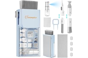 TASSMPITOR Keyboard Cleaner Laptop Cleaning Kit, Compact Keyboard Cleaning kit for Computer MacBook iPhone AirPods Pro, PC Electronic Cleaner Kit with Brush & Spray for Computer Screen, PC Camera Monitor, Blue