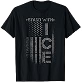 Border Patrol Support ICE Immigration Officers American Flag T-Shirt