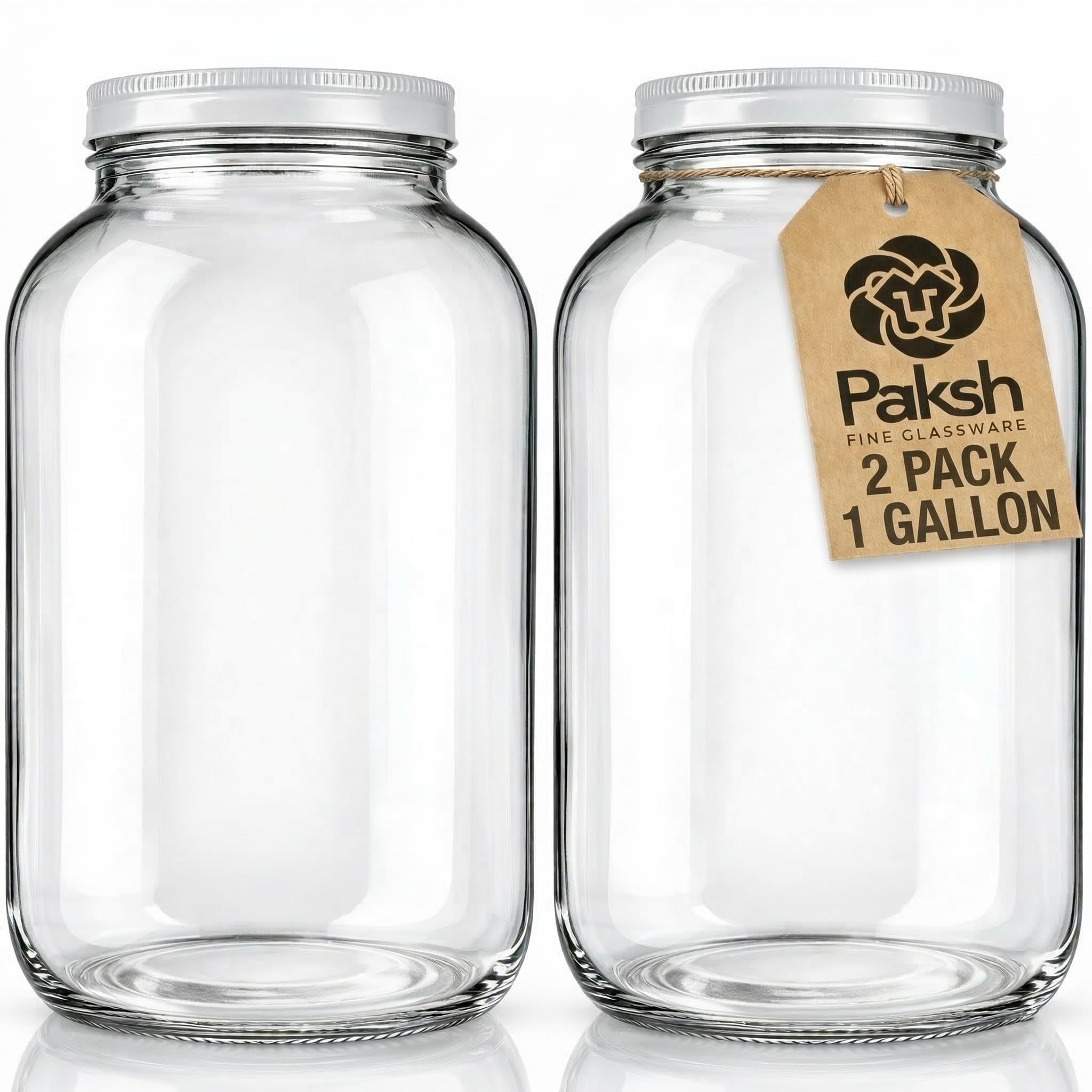 Photo 1 of 1 Gallon Glass Jar With Lid – 2 Pack Large Glass Jar With Airtight Metal Lids - USDA Approved BPA-Free Dishwasher Safe, Wide Mouth Sun Tea Jar, Gallon Mason Jar for Storage, Fermenting, And Brewing
