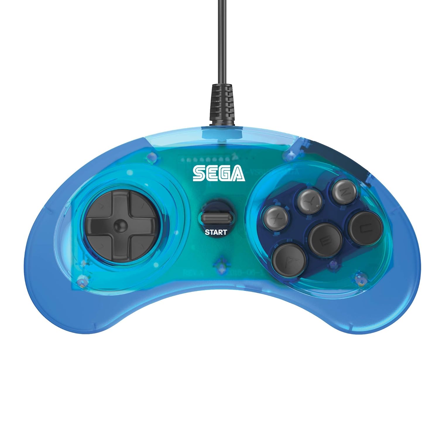Retro-Bit Official Sega Genesis Controller 6-Button Arcade Pad for Sega Genesis - Original Port - Clear Blue: Video Games