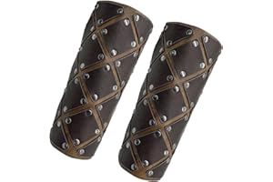 Medieval Vintage Faux Leather Bracers,Viking Gauntlet Wristband,Wide Mercenary Arm Guards,Renaissance Knight Arm Cuff Armor f