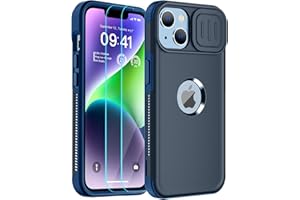 SUPFINE for iPhone 14 Case & iPhone 13 Case, [10 FT Military Grade Drop Protection][2+Tempered Glass Screen Protector][Dual Layer Structure Protection] Non-Slip Shockproof Phone Case,Deep Blue