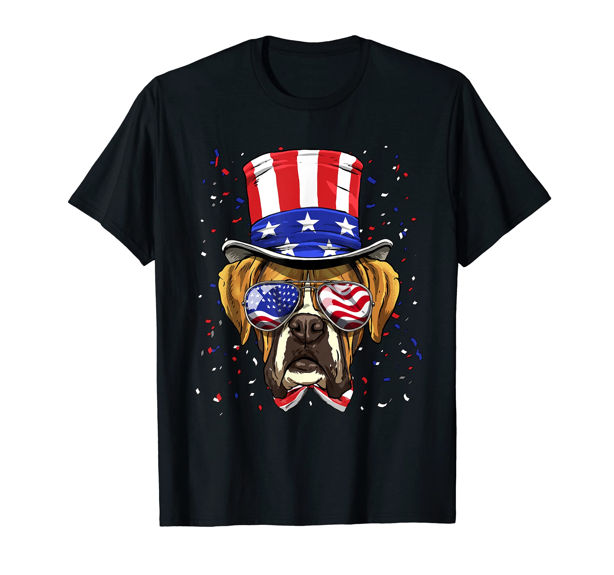 Boxer 4th of July American Dog USA Flag T-Shirt