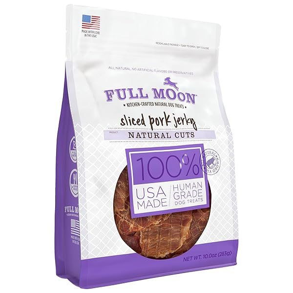 FULL MOON NATURAL CUT PORK JERKY HEALTHY ALL NATURAL DOG TREATS HUMAN GRADE GRAIN FREE 10 OZ
