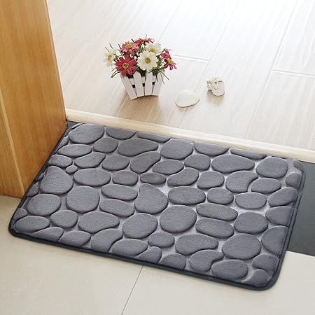 Tapis De Salle De Bain Chickwin Flanelle Antidérapant Tapis De Bain àtapis De Bain Tapis De Douche Super Absorbant Et Doux 4060 Cm Gris