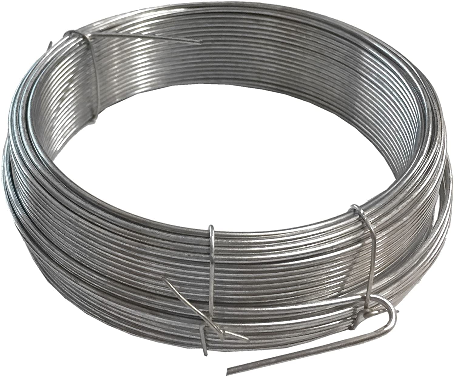 Merriway BH00327 Galvanised Garden Wire, 2mm x 20 Metres (65ft) 12 Gauge 5/64 inch Thickness, Grey,Grey — image 1