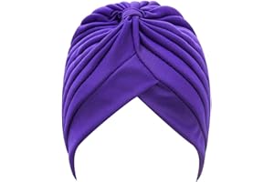 CANJOYN Unisex Turban Hat, Vintage Polyester Pleated Head Wrap Headband Cross Twist Arab Hair Wrap Chemo Turban Headwear