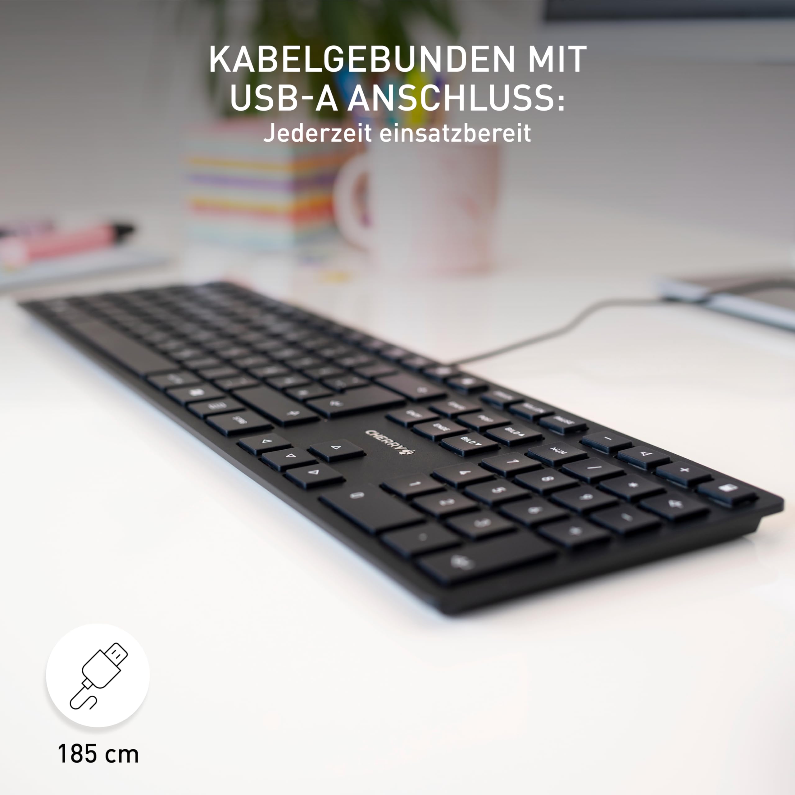 CHERRY KC 6000 Slim - USB Keyboard - Ultraflaches Design - Kabelgebunden - Deutsches Layout - QWERTZ Tastatur - Schwarz 3