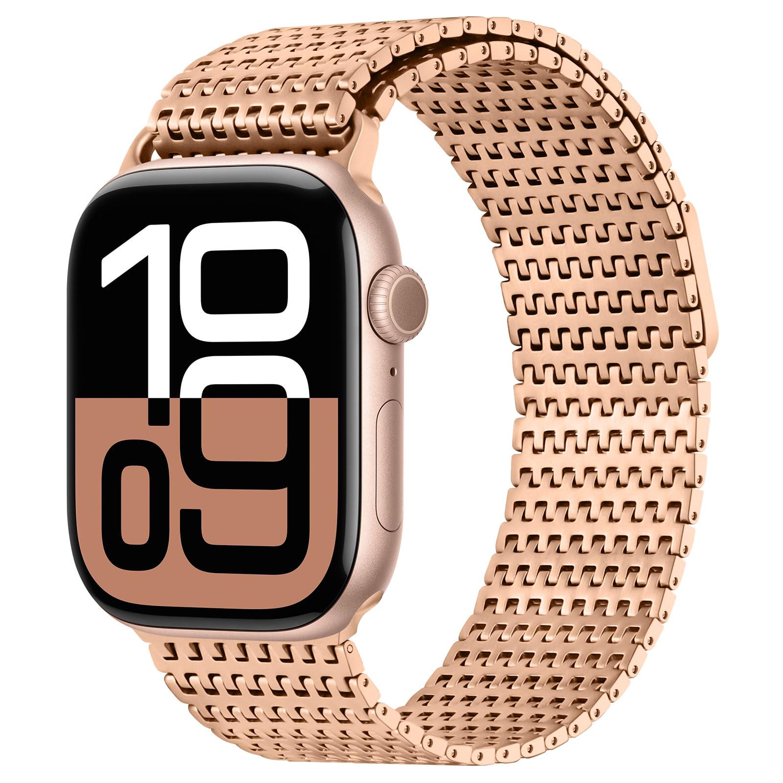 Anlinser Compatible with Apple Watch Strap 42mm 41mm 40mm 38mm, Magnetic Straps Stainless Steel Metal Band Designed for Apple Watch Series 11 10 9 8 7 6 5 4 3 SE, Rose Gold